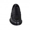 College mocassins pour hommes en cuir noir - Pointures disponibles:  36, 37, 38, 46, 47, 48, 49, 50, 51, 52