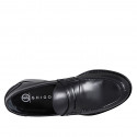 Men's college loafers in black leather - Available sizes:  36, 37, 38, 46, 47, 48, 49, 50, 51, 52