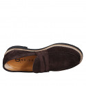 Mocasines casuales estilo college en ante de color marrón oscuro - Tallas disponibles:  36, 37, 38, 46, 47, 48, 49, 50, 51, 52