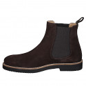 Botines modelo Chelsea para hombre con elásticos laterales en ante color marrón oscuro - Tallas disponibles:  37, 46, 47, 48, 49, 50, 51, 52