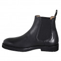 Botines modelo Chelsea para hombre con elásticos laterales en piel de color negro - Tallas disponibles:  36, 37, 38, 46, 47, 48, 49, 50, 51, 52
