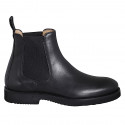 Chelsea Men's ankle-boot with side elastic bands in black leather - Available sizes:  36, 37, 38, 46, 47, 48, 49, 50, 51, 52