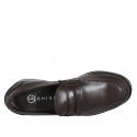 Man’s college loafers in dark brown leather - Available sizes:  37, 38, 46, 52