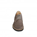 Man’s lace-up shoes in taupe suede - Available sizes:  37, 38, 46, 47, 48, 49, 51, 52