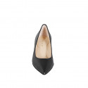 Woman's pointy pump in black leather with a memory foam insole and spool heel 5 - Available sizes:  32, 34, 35, 46