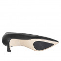 Woman's pointy pump in black leather with a memory foam insole and spool heel 5 - Available sizes:  32, 34, 35, 46