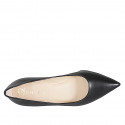 Woman's pointy pump in black leather with a memory foam insole and spool heel 5 - Available sizes:  32, 34, 35, 46