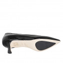 Woman's pointy pump in black patent leather with a memory foam insole and spool heel 5 - Available sizes:  32, 35, 42, 43, 44, 45, 46