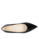 Woman's pointy pump in black patent leather with a memory foam insole and spool heel 5 - Available sizes:  32, 35, 42, 43, 44, 45, 46