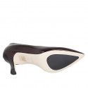 Escarpin pour femmes à bout pointu en cuir verni bordeaux, avec semelle intérieure en mousse à mémoire de forme et talon 7 - Pointures disponibles:  33, 34, 45