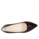 Escarpin pour femmes à bout pointu en cuir verni bordeaux, avec semelle intérieure en mousse à mémoire de forme et talon 7 - Pointures disponibles:  33, 34, 45