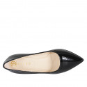 Woman's pointy pump in black patent leather with a memory foam insole and spool heel 7 - Available sizes:  32, 33, 34, 35, 42, 45