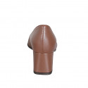 Woman's pointy brown leather pumps with a memory foam insole and heel 6 - Available sizes:  32, 33, 34, 35, 42, 43, 44, 45, 46