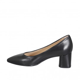 Escarpin pour femmes à bout pointu en cuir noir avec semelle intérieure en mousse à mémoire de forme et talon 6 - Pointures disponibles:  32, 33, 34, 42, 43, 44, 45, 46 2