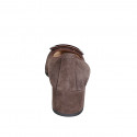 Woman's square-toe pump in dark brown suede with a metal detail and heel 5 - Available sizes:  32, 34, 42, 43, 44, 45, 46