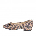Ballerines pour femmes à bout pointu avec bride décorative, finitions en cuir noir et daim tacheté, talon 2 - Pointures disponibles:  32, 33, 34, 42, 43, 44, 45