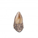Woman's ballerina with a decorative strap, black leather trims, spotted-print suede and heel 2 - Available sizes:  32, 33, 34, 42, 43, 44, 45