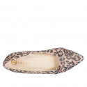 Woman's ballerina with a decorative strap, black leather trims, spotted-print suede and heel 2 - Available sizes:  32, 33, 34, 42, 43, 44, 45