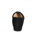 Ballerines pour femmes à bout pointu avec bride décorative, finitions en cuir noir et daim noir, talon 2 - Pointures disponibles:  32, 33, 34, 44, 45, 46