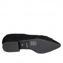 Ballerines pour femmes à bout pointu avec bride décorative, finitions en cuir noir et daim noir, talon 2 - Pointures disponibles:  32, 33, 34, 44, 45, 46