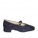 Ballerines Mary Jane pour femmes à bout carré en daim bleu, talon 3 - Pointures disponibles:  32, 33, 34, 42, 43, 44, 45, 46