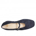 Ballerines Mary Jane pour femmes à bout carré en daim bleu, talon 3 - Pointures disponibles:  32, 33, 34, 42, 43, 44, 45, 46