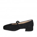 Ballerines Mary Jane pour femmes à bout carré en daim noir, talon 3 - Pointures disponibles:  32, 33, 34, 43, 44, 46
