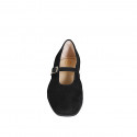 Ballerines Mary Jane pour femmes à bout carré en daim noir, talon 3 - Pointures disponibles:  32, 33, 34, 43, 44, 46