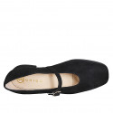 Ballerines Mary Jane pour femmes à bout carré en daim noir, talon 3 - Pointures disponibles:  32, 33, 34, 43, 44, 46