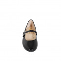 Ballerines Mary Jane pour femmes à bout rond en cuir verni noir, talon 3 - Pointures disponibles:  32, 42, 44