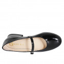 Ballerines Mary Jane pour femmes à bout rond en cuir verni noir, talon 3 - Pointures disponibles:  32, 42, 44