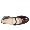 Ballerines Mary Jane pour femmes à bout rond en cuir verni bordeaux, talon 3 - Pointures disponibles:  32, 33, 34, 42, 43, 44