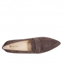 Woman’s pointy loafer in dark brown suede with a block heel 4 - Available sizes:  32, 42, 43, 44, 45, 46