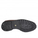 Woman’s loafer in brown leather with a gold metal detail, treaded sole heel 3 - Available sizes:  35, 43, 44, 45, 46