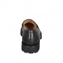 Woman’s black leather loafer with a gunmetal metal detail, treaded sole heel 3 - Available sizes:  33, 43, 44, 45, 46