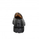 Woman’s Oxford lace-up shoes with a cap toe, black patent leather, treaded sole heel 3 - Available sizes:  35, 43, 44, 45, 46