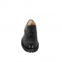 Woman’s Oxford lace-up shoes with a cap toe, black patent leather, treaded sole heel 3 - Available sizes:  35, 43, 44, 45, 46