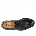 Woman’s Oxford lace-up shoes with a cap toe, black patent leather, treaded sole heel 3 - Available sizes:  35, 43, 44, 45, 46