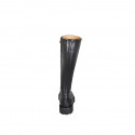 Woman’s round-toe boots in black leather with a side zip, elastic panel, treaded sole heel 4 - Available sizes:  35, 42, 43, 44, 45