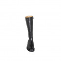 Woman’s round-toe boots in black leather with a side zip, elastic panel, treaded sole heel 4 - Available sizes:  35, 42, 43, 44, 45