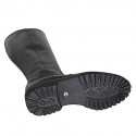Woman’s round-toe boots in black leather with a side zip, elastic panel, treaded sole heel 4 - Available sizes:  35, 42, 43, 44, 45