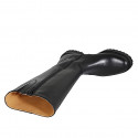 Woman’s round-toe boots in black leather with a side zip, elastic panel, treaded sole heel 4 - Available sizes:  35, 42, 43, 44, 45