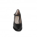 Décolleté Mary Jane da donna a punta tonda in vernice nera con tacco largo 7 - Misure disponibili: 32, 33, 34, 35, 42, 43, 44, 45, 46