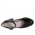 Décolleté Mary Jane da donna a punta tonda in vernice nera con tacco largo 7 - Misure disponibili: 32, 33, 34, 35, 42, 43, 44, 45, 46