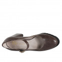 Décolleté Mary Jane da donna a punta tonda in vernice testa di moro con tacco largo 7 - Misure disponibili: 32, 33, 34, 35, 42, 43, 44, 45, 46