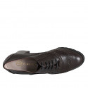 Scarpa stringata da donna modello oxford a punta tonda con coda di rondine in pelle testa di moro tacco 7 - Misure disponibili: 32, 33, 34, 42, 43, 44, 45, 46