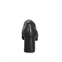 Scarpa stringata da donna modello oxford a punta tonda con coda di rondine in pelle nera tacco 7 - Misure disponibili: 32, 33, 34, 42, 45, 46