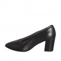 Escarpin pour femmes en cuir noir à bout pointu, avec décolleté en V et talon 7 - Pointures disponibles:  32, 33, 34, 42, 43, 44, 45, 46
