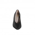 Escarpin pour femmes en cuir noir à bout pointu, avec décolleté en V et talon 7 - Pointures disponibles:  32, 33, 34, 42, 43, 44, 45, 46