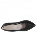 Décolleté a punta da donna con scollo a V in pelle nera tacco 7 - Misure disponibili: 32, 33, 34, 42, 43, 44, 45, 46